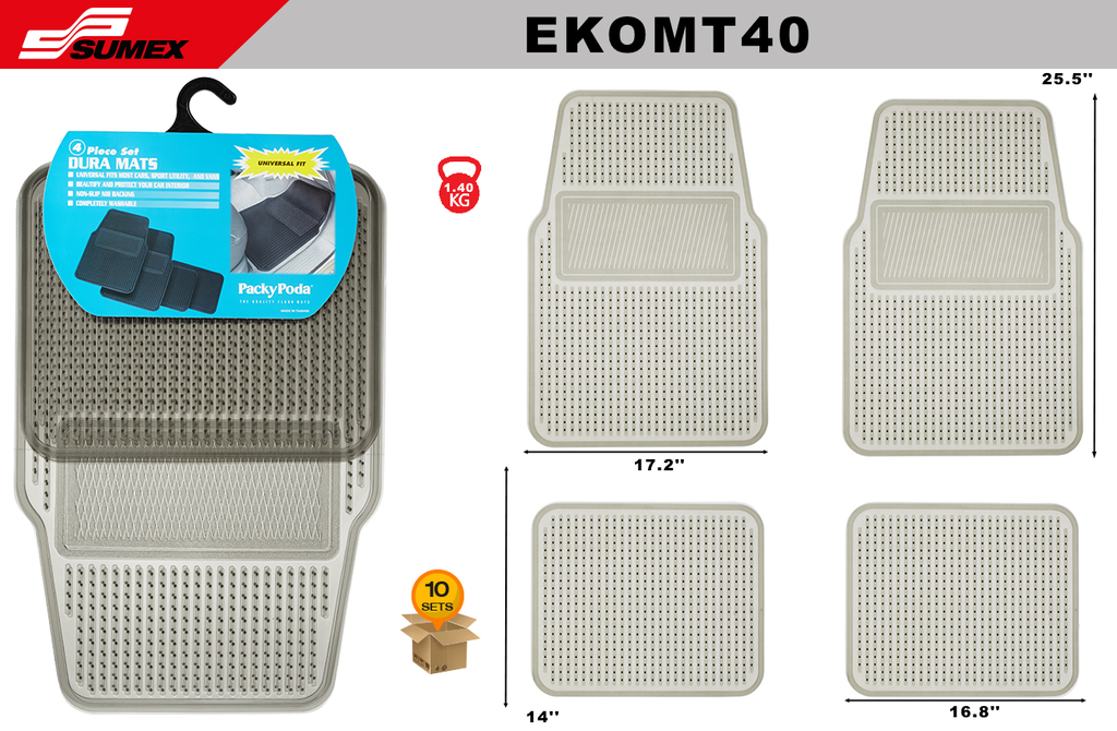 PVC CAR MAT PACKY PODA TRANSPARENT SMOKED (4UNITS) (10SETS)