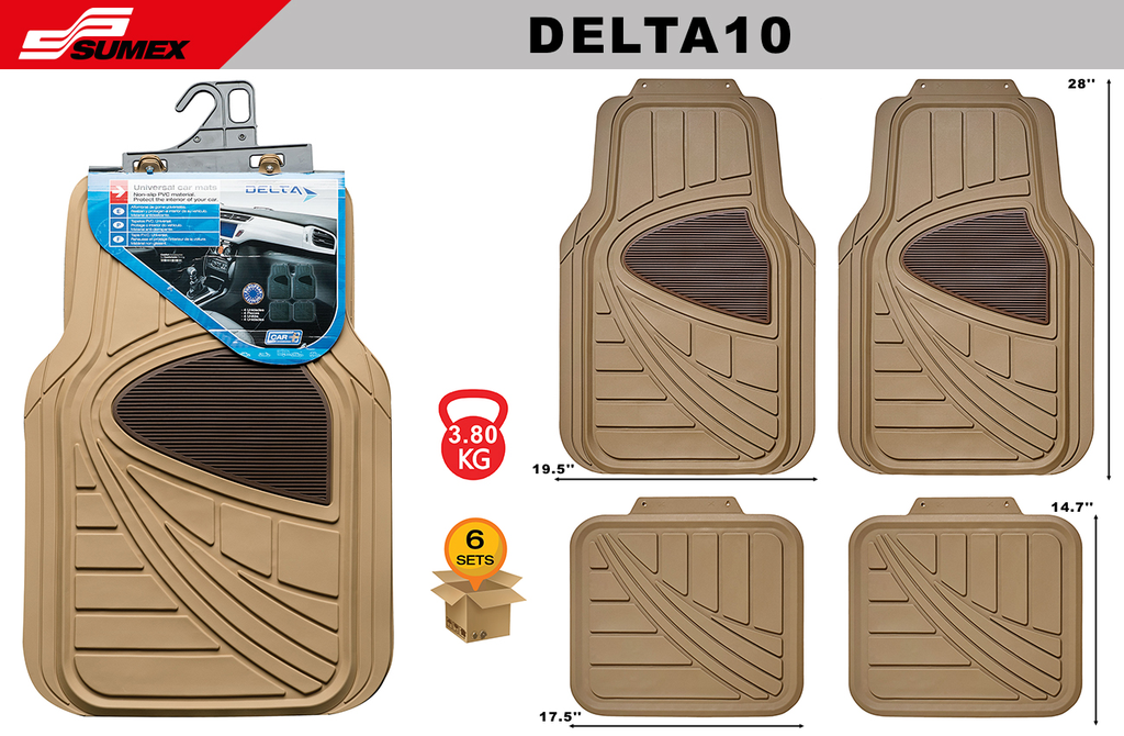 ALFOMBRA DE PVC CAR+ DELTA10 BEIGE (4UNDS) (6SETS)