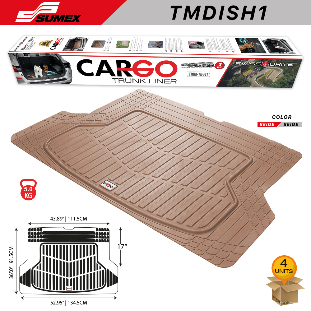 PVC TRUNK MAT SWISS DRIVE CARGO PREMIUN BEIGE (1UNIT) (4UNITS)