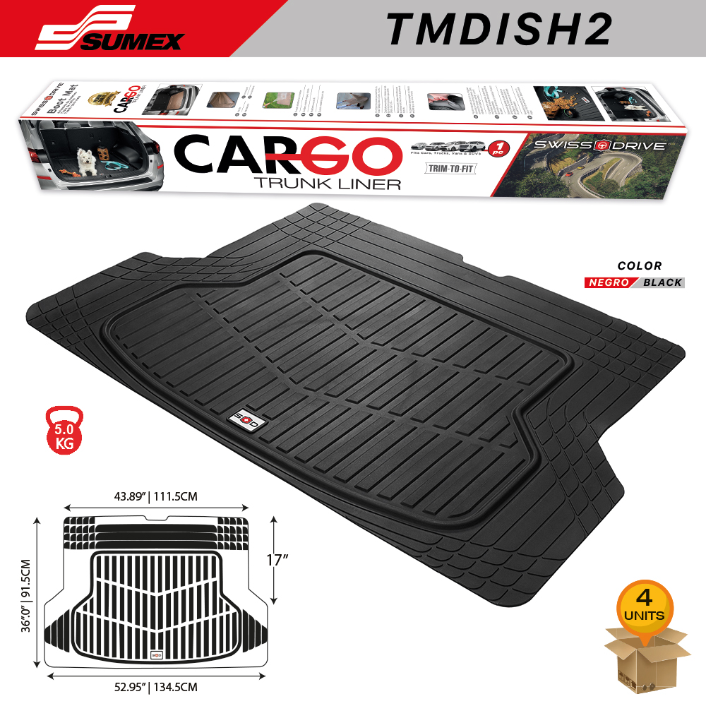 PVC TRUNK MAT SWISS DRIVE CARGO PREMIUN BLACK (1UNIT) (4UNITS)