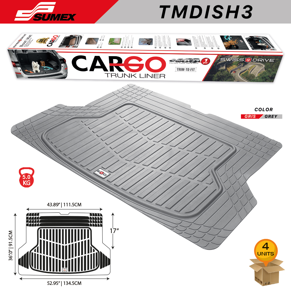 ALFOMBRA DE PVC SWISS DRIVE PARA MALETERO CARGO PREMIUN GRIS (1UND) (4UNDS)