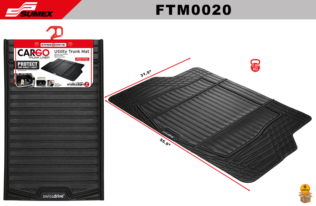 PVC TRUNK MAT SWISS DRIVE CARGO BLACK (1 UNIT) (6 UNITS)