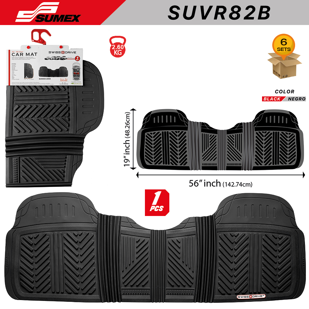PVC CAR MAT SWISS DRIVE RUNNER LINER BLACK (1 UNIT) (6 SETS)