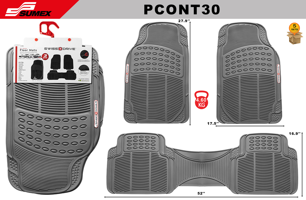 ALFOMBRA DE PVC SWISS DRIVE CONTINENTAL GRIS (3UNDS) (5SETS)