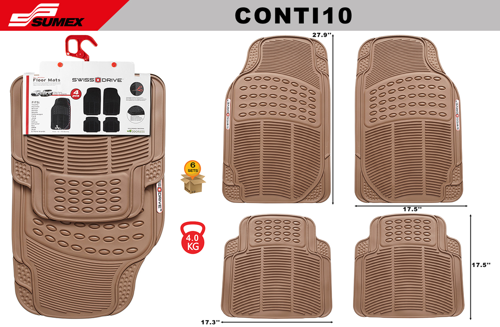PVC CAR MAT SWISS DRIVE CONTINENTAL BEIGE (4UNITS) (6SETS)