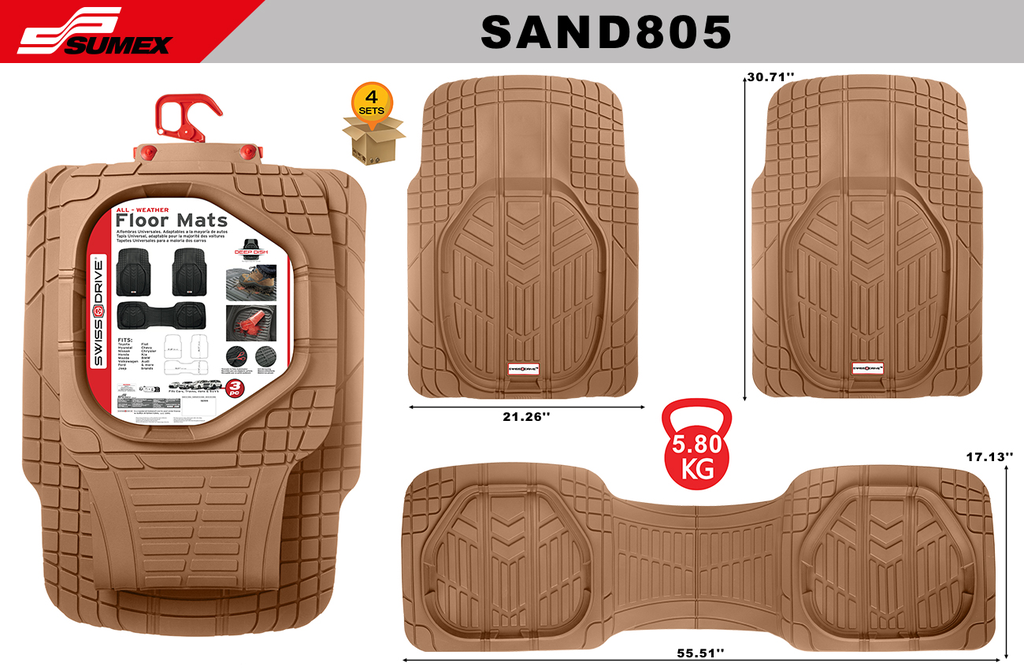 ALFOMBRA DE PVC SWISS DRIVE TIPO BANDEJA SAND805 BEIGE (3 UNDS) (4 SETS)