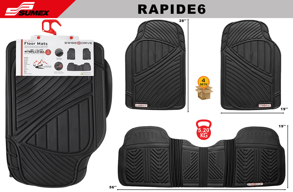 ALFOMBRA DE PVC SWISS DRIVE RAPIDE NEGRA (3 UNDS) (4 SETS)