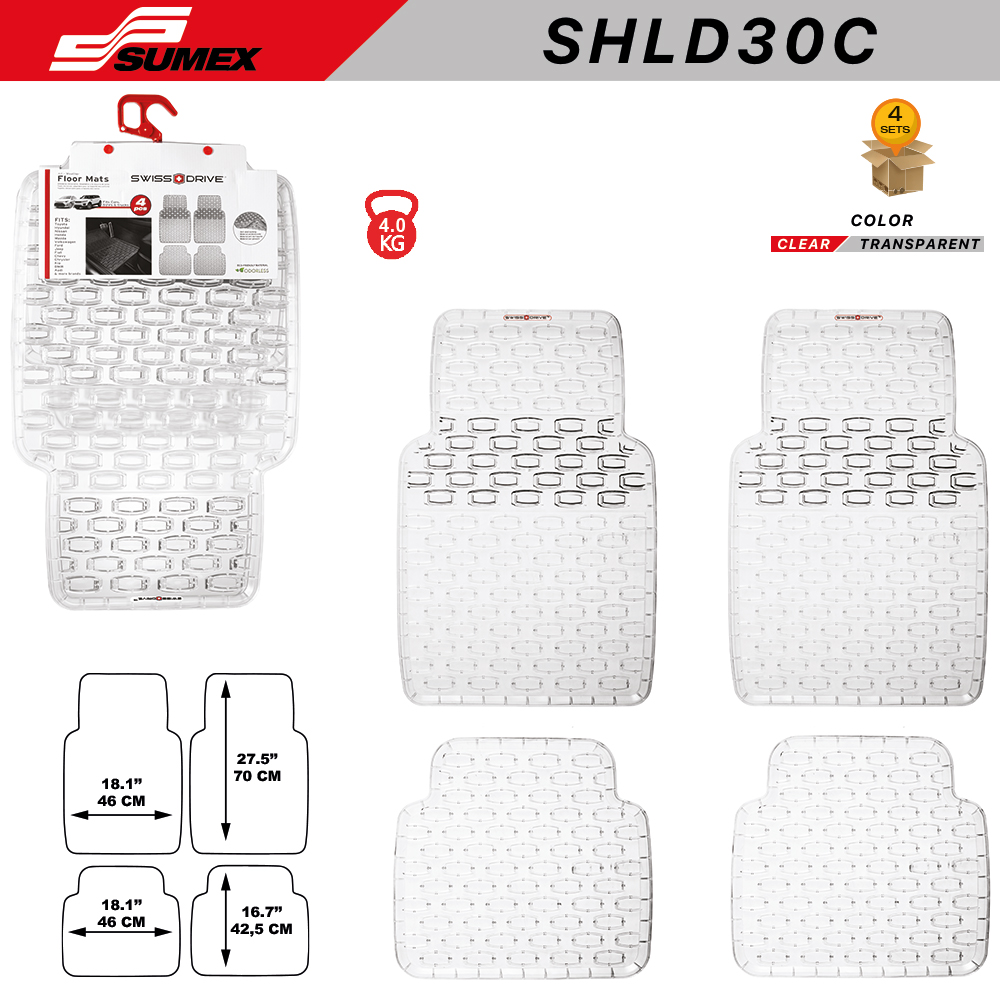 ALFOMBRA DE PVC SWISS DRIVE SHIELD TRANSPARENTE (4UNDS) (4SETS)
