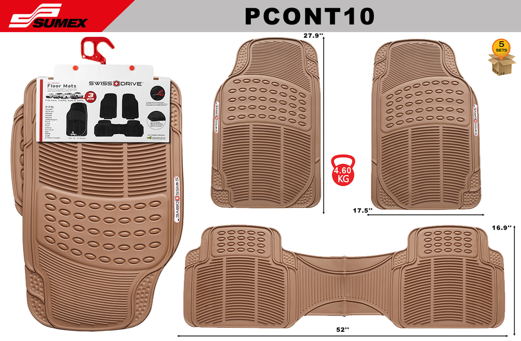 ALFOMBRA DE PVC SWISS DRIVE CONTINENTAL BEIGE (3UNDS) (5SETS)