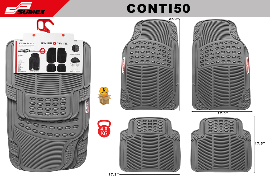 ALFOMBRA DE PVC SWISS DRIVE CONTINENTAL GRIS (4UNDS) (6SETS)