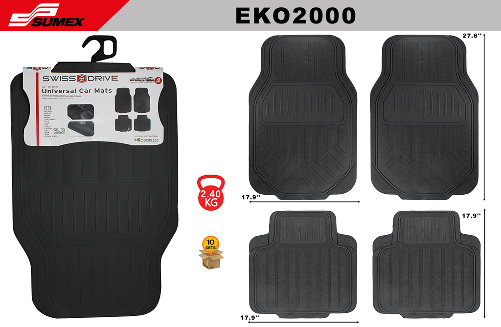 PVC CAR MAT SWISS DRIVE EKO BLACK (4 UNITS) (10 SETS)