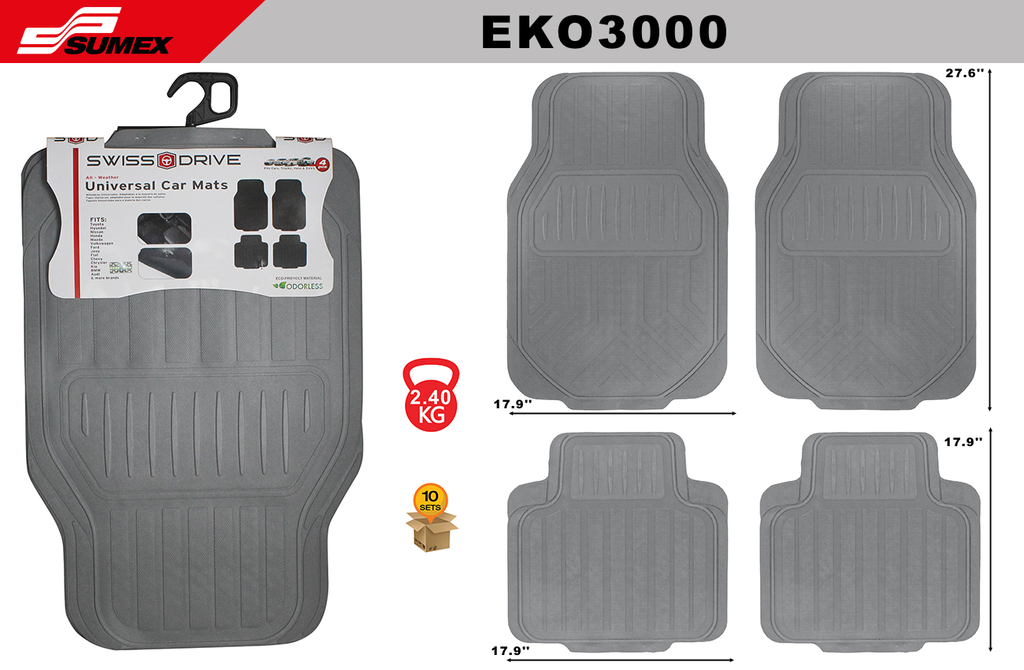PVC CAR MAT SWISS DRIVE EKO GREY (4 UNITS) (10 SETS)