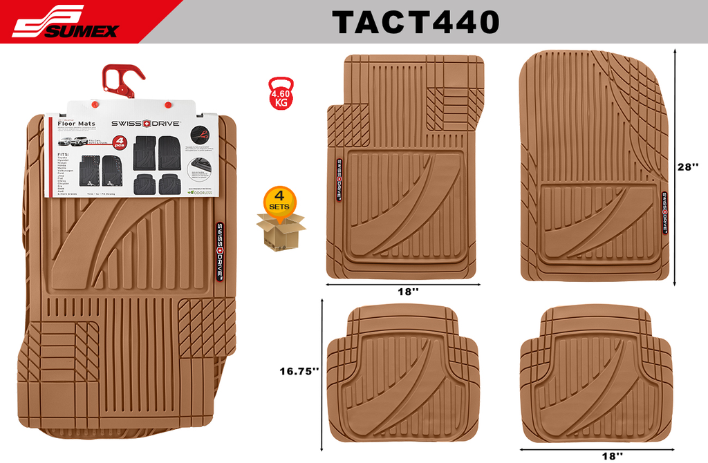 PVC CAR MAT SWISS DRIVE TACTICAL BEIGE (4UNITS) (4SETS)