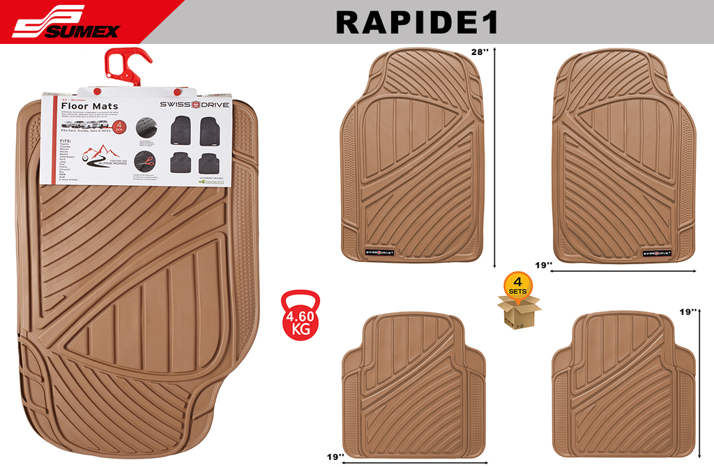 ALFOMBRA DE PVC SWISS DRIVE RAPIDE BEIGE (4 UNDS) (4 SETS)
