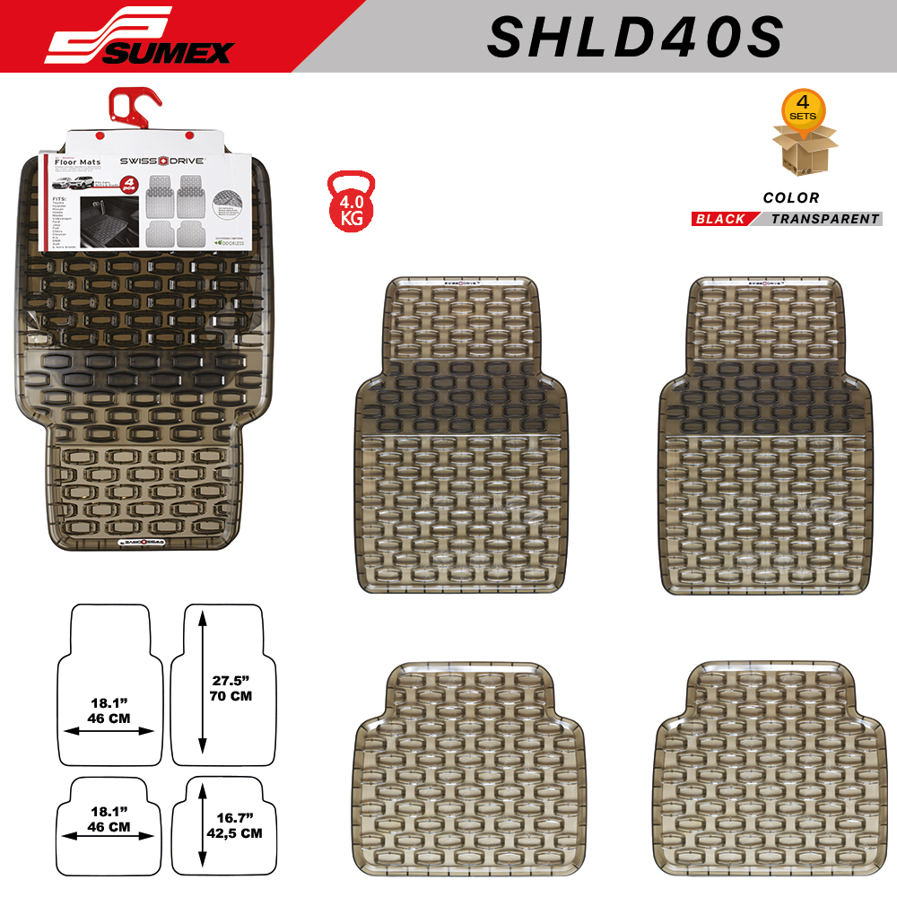 ALFOMBRA DE PVC SWISS DRIVE SHIELD AHUMADA TRANSPARENTE (4UNDS) (4SETS)