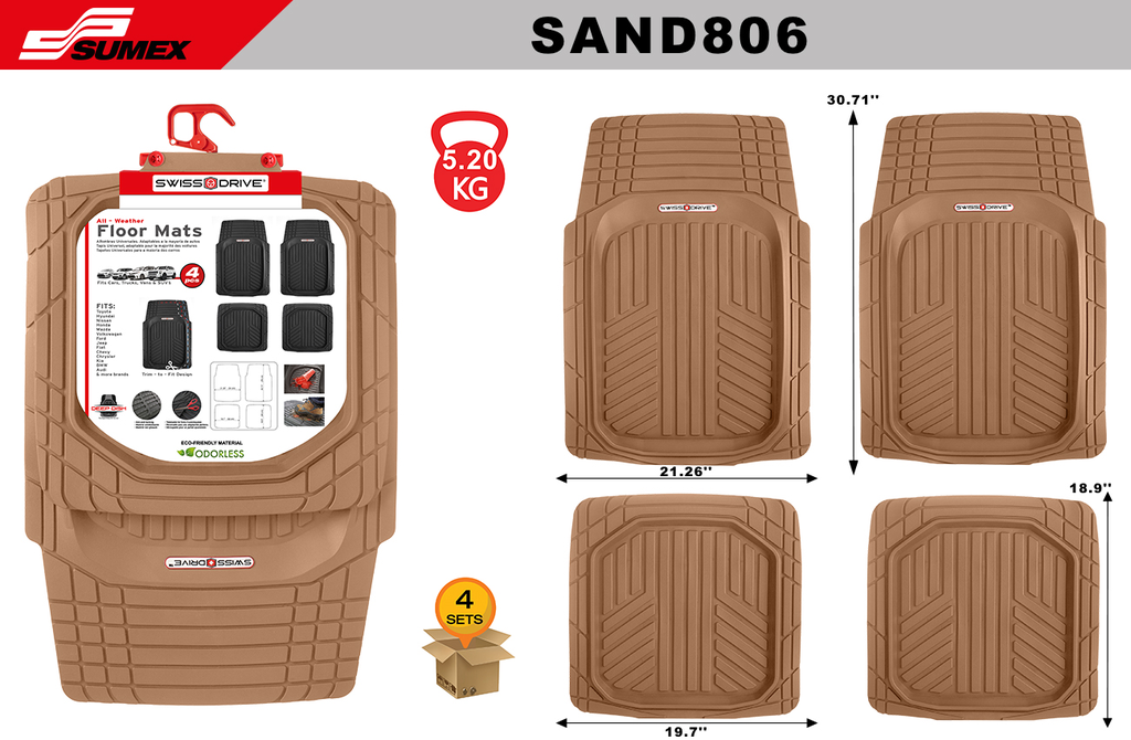 ALFOMBRA DE PVC SWISS DRIVE TIPO BANDEJA BEIGE (4 UNDS) (4 SETS)