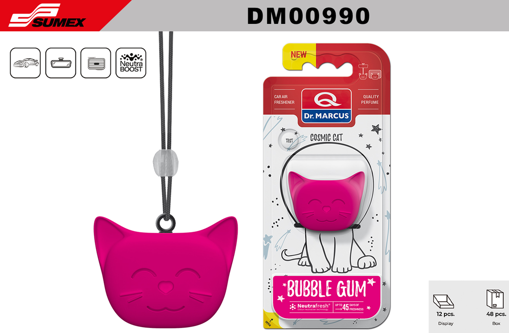 AIR FRESHENER DR. MARCUS COSMIC CAT BUBBLE GUM(1 SET=12 UNITS) (4 SET=48 UNITS)