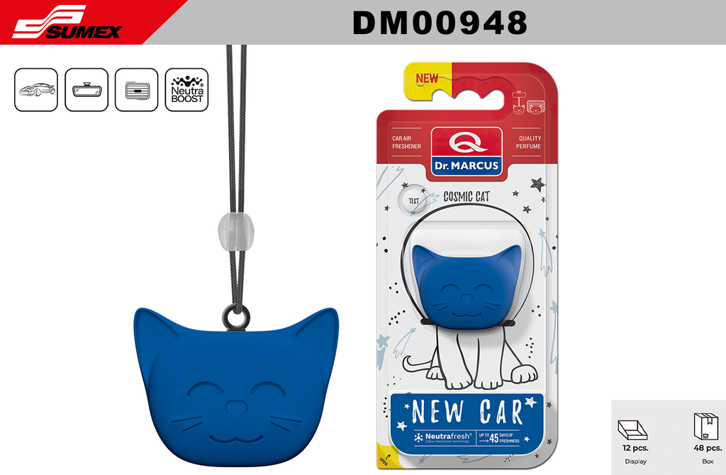 AIR FRESHENER DR. MARCUS COSMIC CAT NEW CAR (1 SET=12 UNITS) (4 SET=48 UNITS)