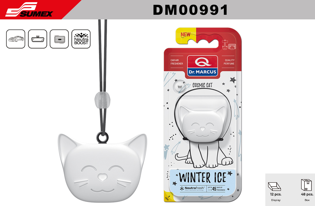 AIR FRESHENER DR. MARCUS COSMIC CAT WINTER ICE (1 SET=12 UNITS) (4 SET=48 UNITS)