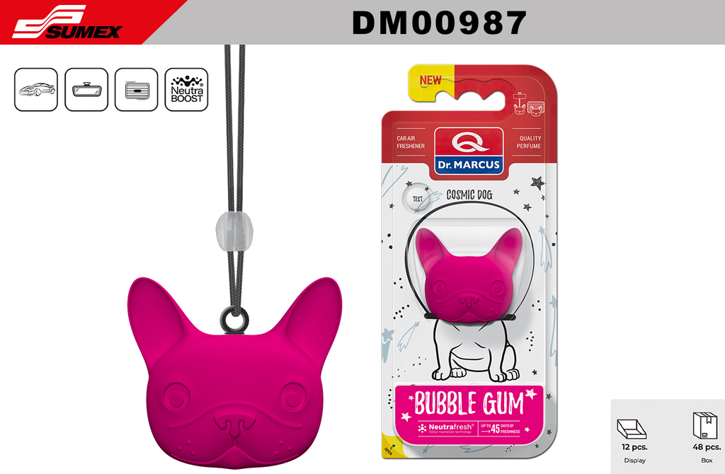 AIR FRESHENER DR. MARCUS COSMIC DOG BUBBLE GUM (1 SET=12 UNITS) (4 SET=48 UNITS)