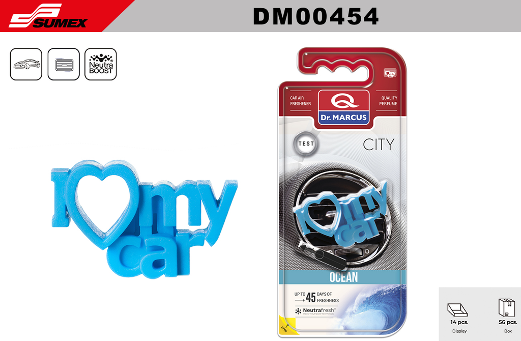 AIR FRESHENER DR. MARCUS I LOVE MY CAR OCEAN (1SET=14 UNITS) (4 SET=56 UNITS)