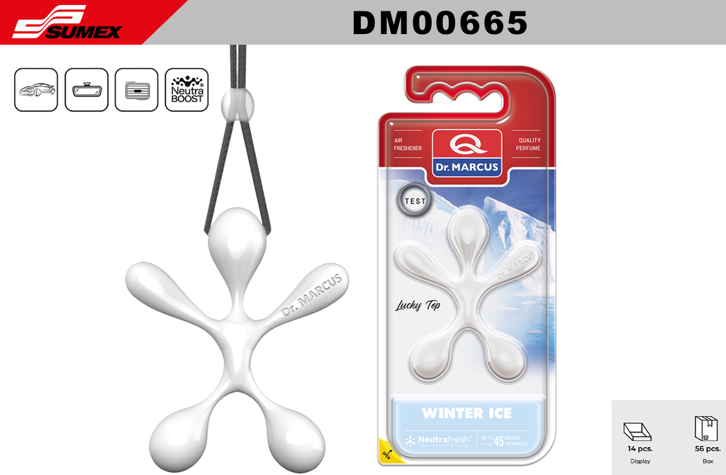 AIR FRESHENER DR. MARCUS LUCKY TOP WINTER ICE (1SET=14 UNITS) (4 SET=56 UNITS)