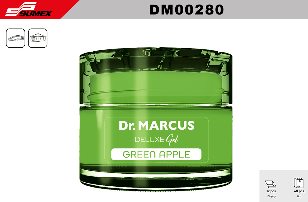 AIR FRESHENER DR. MARCUS SENSO DELUXE GEL GREEN APPLE (1 SET=12 UNITS)