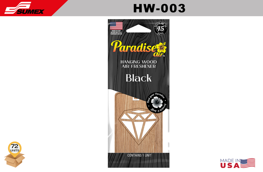 AMBIENTADOR PARADISE AIR HANGING WOOD BLACK  (1 SET = 6 UNDS) (12 SETS = 72 UNDS)