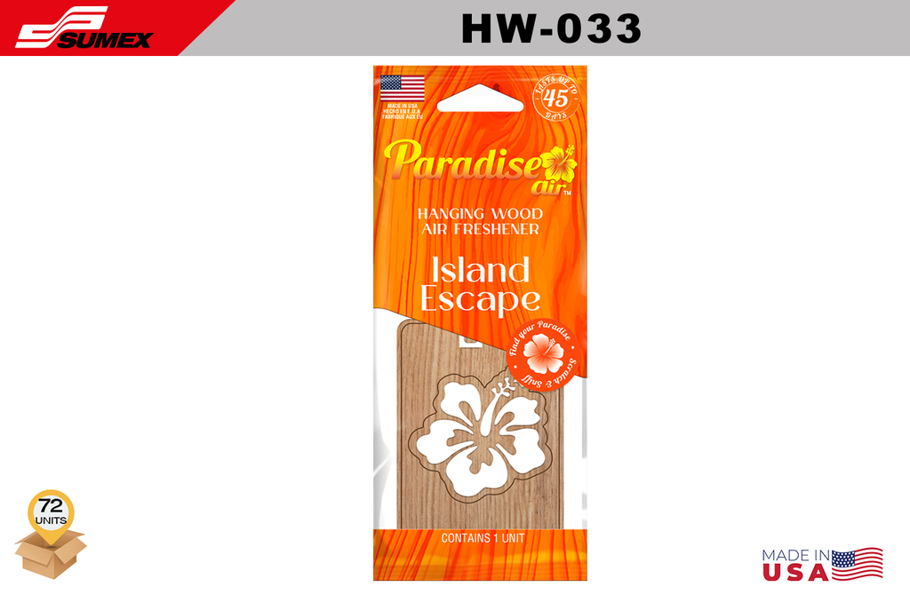AMBIENTADOR PARADISE AIR HANGING WOOD ISLAND ESCAPE (1 SET = 6 UNDS) (12 SETS = 72 UNDS)