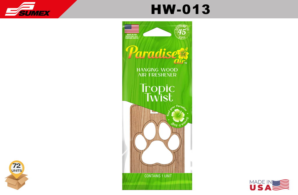 FRESHENER PARADISE AIR HANGING WOOD TROPIC TWIST (1 SET/6 UNITS) (12 SETS/72 UNITS)