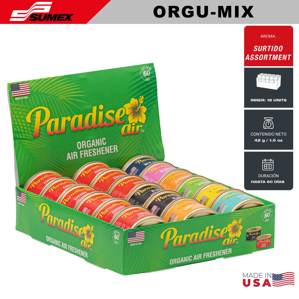 AMBIENTADOR PARADISE ORGANIC MIX (216 UNDS) (1 SET = 18 UNDS) (12 SETS = 216 UNDS)