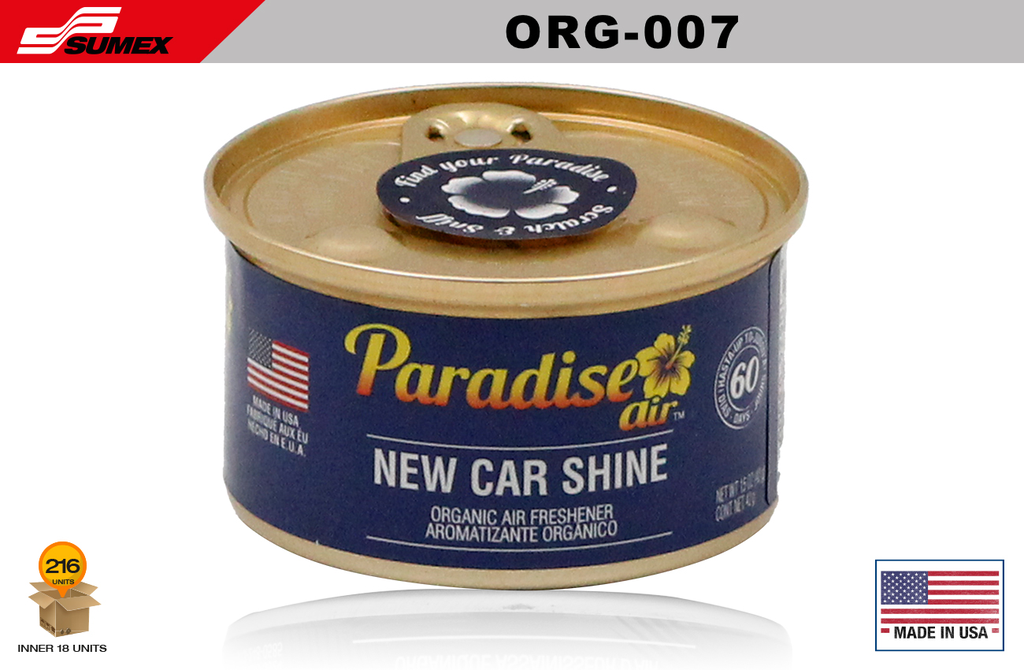 FRESHENER PARADISE AIR ORGANIC NEW CAR SHINE (1 SET/18 UNITS) (12 SETS/216 UNITS)