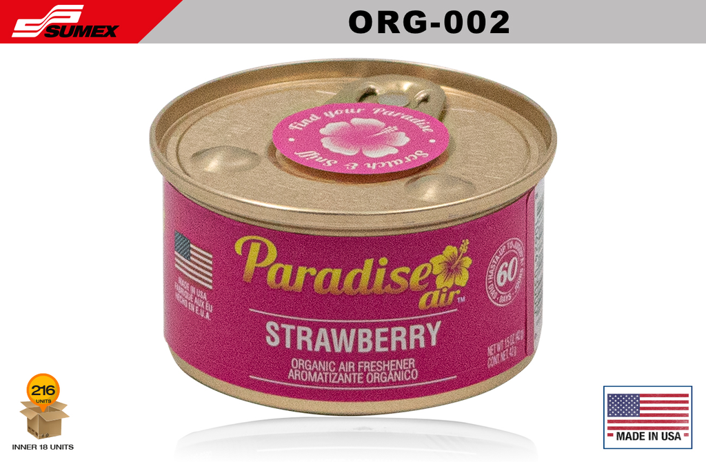FRESHENER PARADISE AIR ORGANIC STRAWBERRY (1 SET/18 UNITS) (12 SETS/216 UNITS)