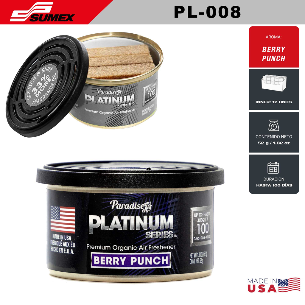 AIR FRESHENER PARADISE AIR PLATINUM SERIES BERRY PUNCH (1 SET / 12 UNITS) (12 SET / 144 UNITS)