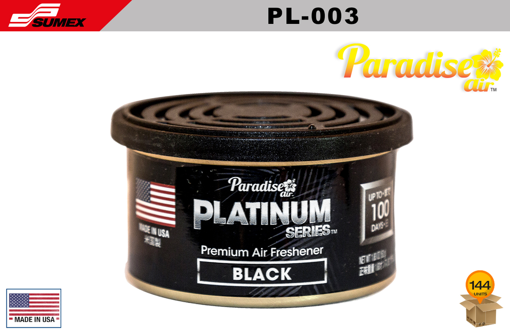 FRESHENER PARADISE AIR PLATINUM SERIES BLACK (1 SET/12 UNITS) (12 SET/144 UNITS)