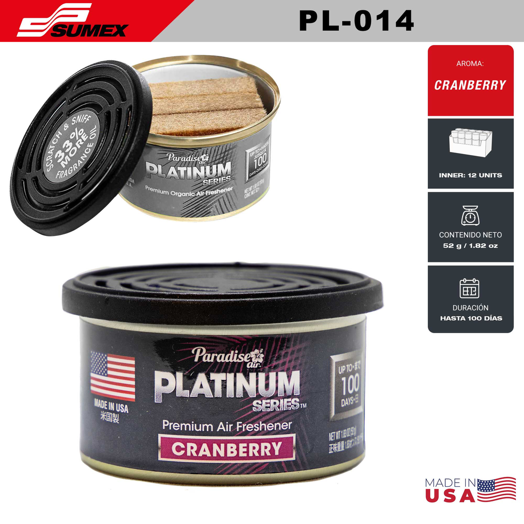 AIR FRESHENER PARADISE AIR PLATINUM SERIES CRANBERRY (1 SET / 12 UNITS) (12 SET / 144 UNITS)