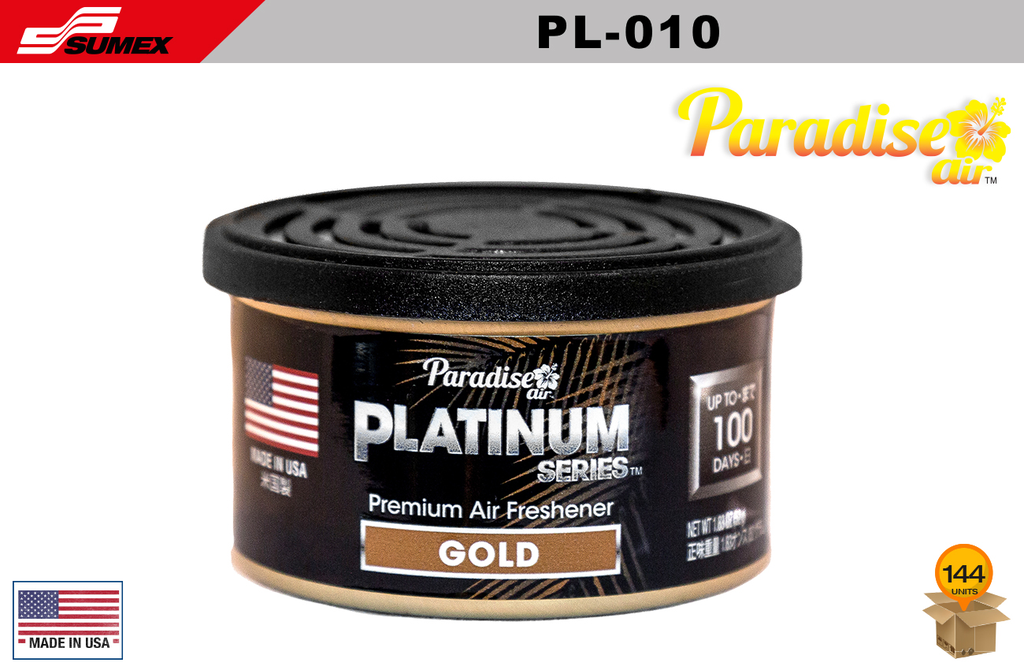 FRESHENER PARADISE AIR PLATINUM SERIES GOLD (1 SET/12 UNITS) (12 SET/144 UNITS)