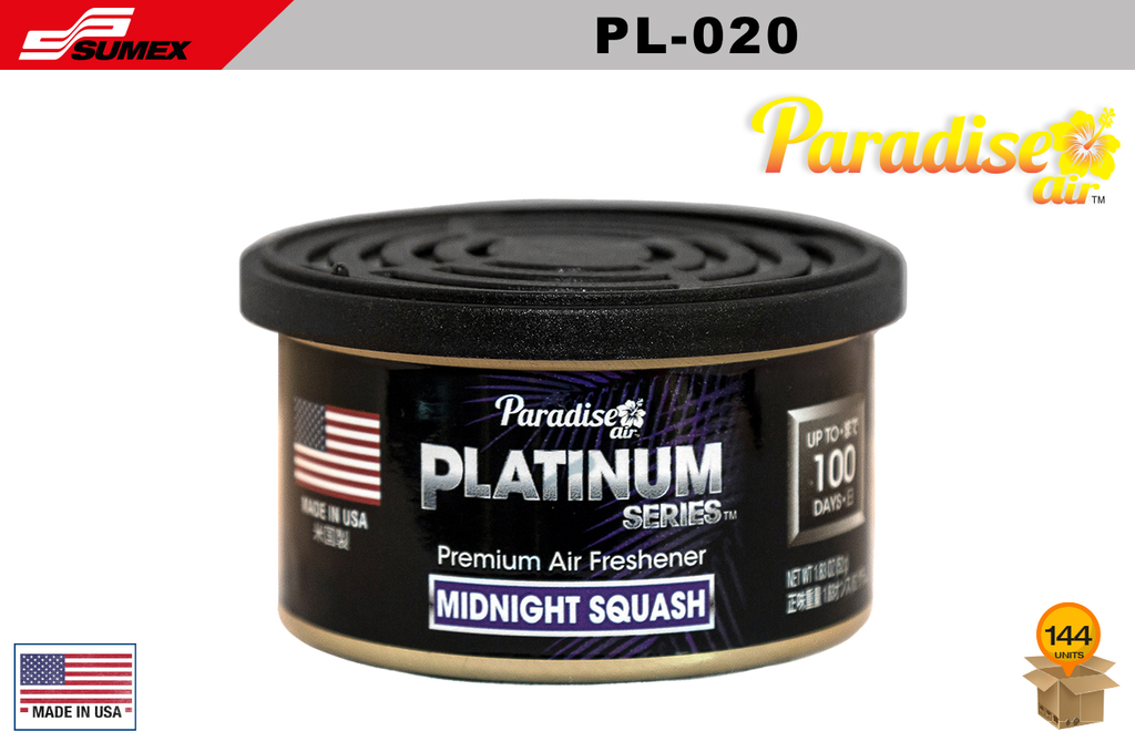 FRESHENER PARADISE AIR PLATINUM SERIES MIDNIGHT SQUASH (1 SET/12 UNITS) (12 SET/144 UNITS)