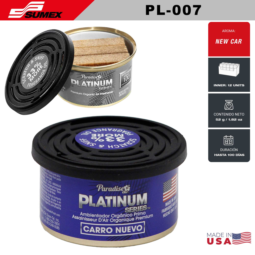 AIR FRESHENER PARADISE AIR PLATINUM SERIES NEW CAR (1 SET / 12 UNITS) (12 SET / 144 UNITS)