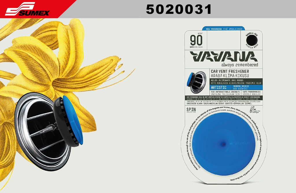 AMBIENTADOR VAVANA SPIN CAR ARTISTIC (1 SET = 6 UNDS)