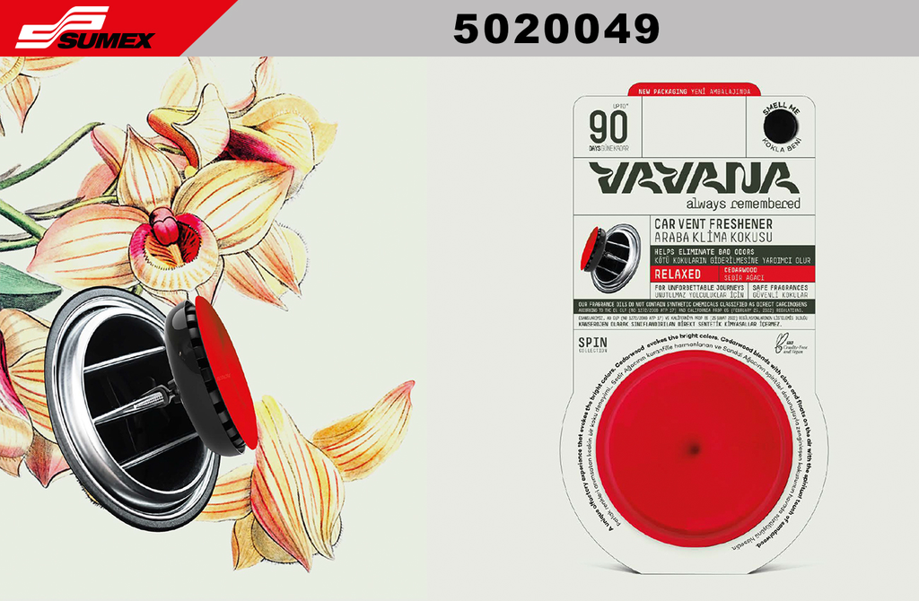 AMBIENTADOR VAVANA SPIN CAR RELAXED (1 SET/6 UNDS)