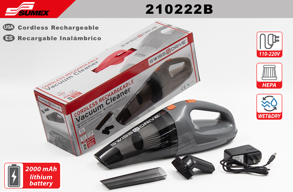 ASPIRADORA RECARGABLE INALAMBRICA SWISS DRIVE 110V/240V DC 14.8V (12 SETS)