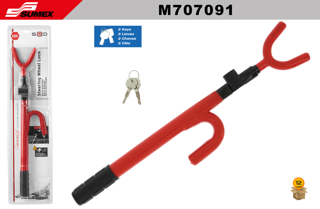 BARRA ANTIRROBO PARA VOLANTE SWISS DRIVE ROJO (12 UNDS)