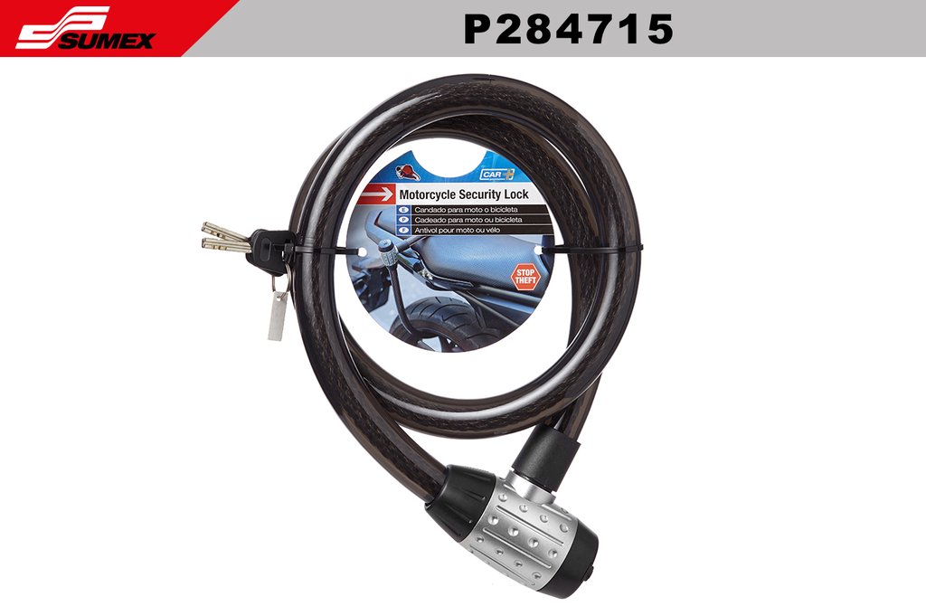 CANDADO PARA MOTO Y BICICLETA CAR+ GRANDE (10 UNDS) (2 SETS = 5 UNDS)