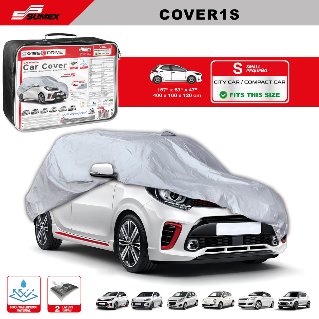 COBERTOR DE AUTO SWISS DRIVE "S" GRIS (5 UNDS)