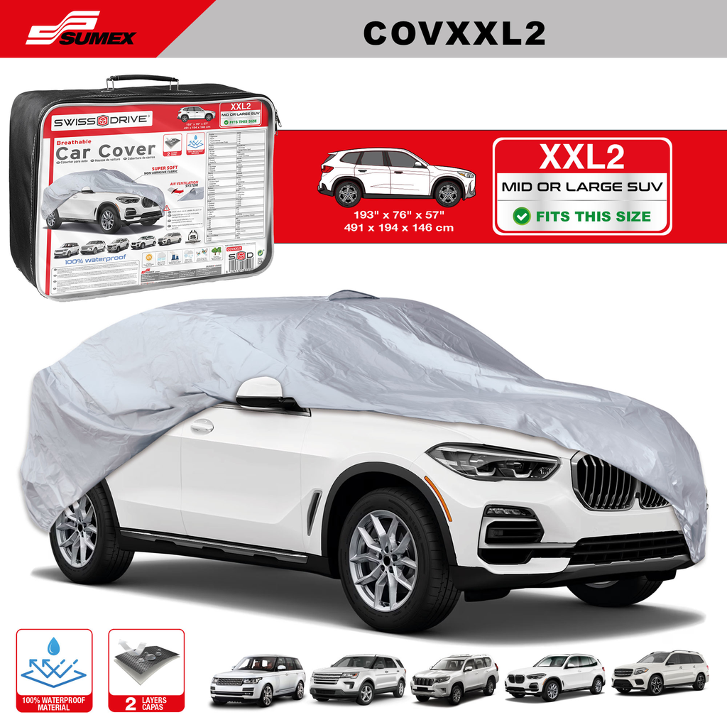 COBERTOR DE AUTO SWISS DRIVE "XXL2" GRIS (4 UNDS)
