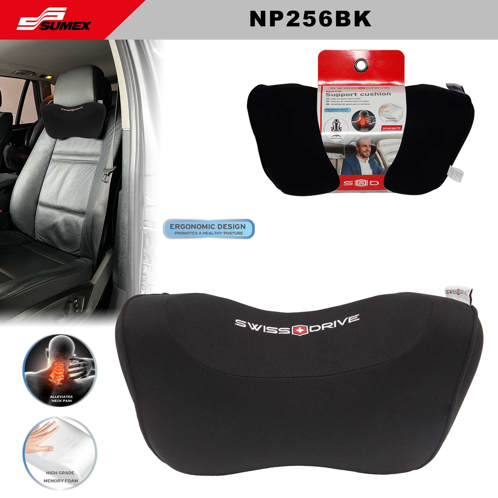 COJIN APOYA CUELLO SWISS DRIVE ERGO MEMORY FOAM/POLIESTER  NEGRO (16 UNDS)