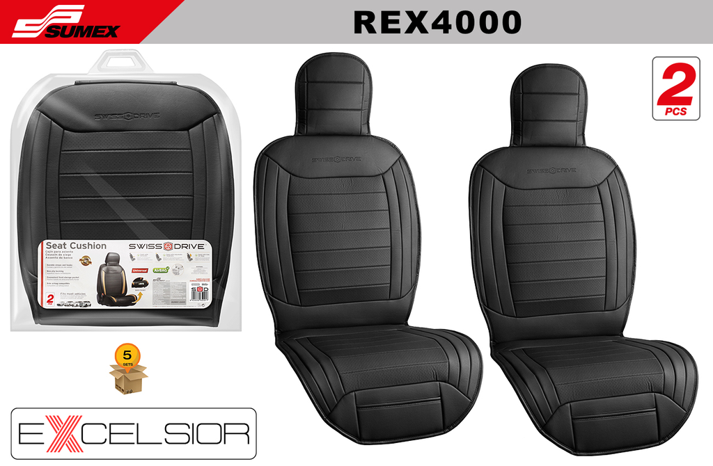 FORRO DE ASIENTO SWISS DRIVE EXCELSIOR NEGRO (2 UNDS) (5 SETS)