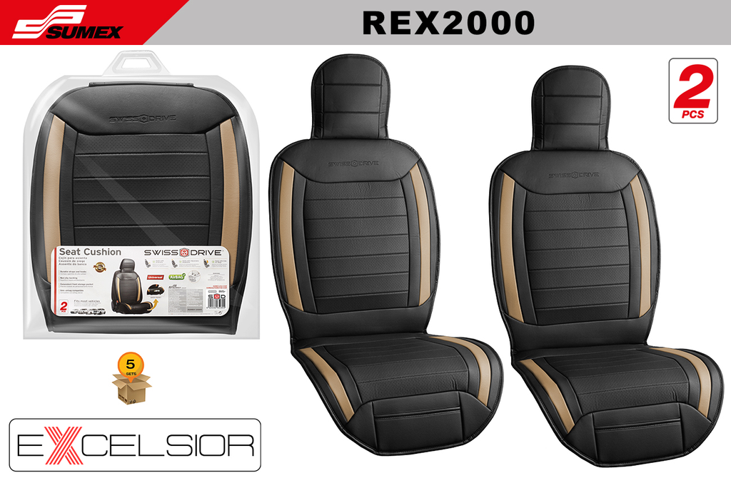 FORRO DE ASIENTO SWISS DRIVE EXCELSIOR NEGRO/BEIGE (2 UNDS) (5 SETS)