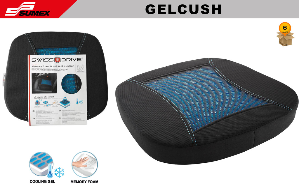 SEAT CUSHION SWISS DRIVE WITH MEMORY FOAM AND COOLING GEL (6 UNITS)